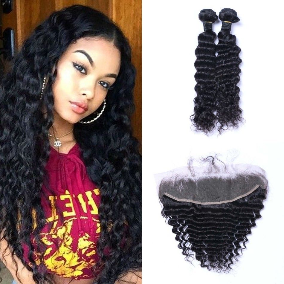 2019 Malaysian Human Hair Bundles With Frontal Deep Wave Hair Weave Bundles With 13x4 Lace Frontal Closure Ping From Charmingbeautyhair 127 36