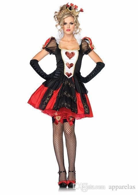 Sexy gran reina de corazones Vestido de reina Juego de rol Disfraces de  Halloween europeos y