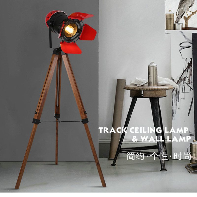 2019 Artpad American Loft Rustic Vintage Floor Lamps For Living Room Office Study Lighting Black Red Led Wood Industrial Lamp From Amarylly