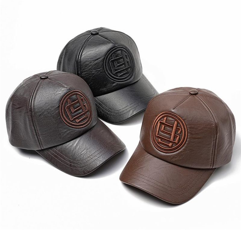 mens leather ball caps