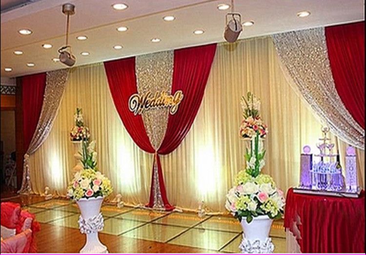 Wholesale And Retail 3x6m White And Red Wedding Backdrop Curtain
