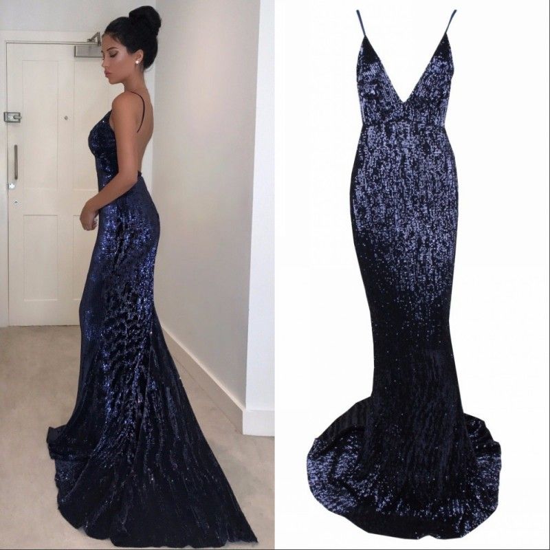 sparkly navy blue prom dress