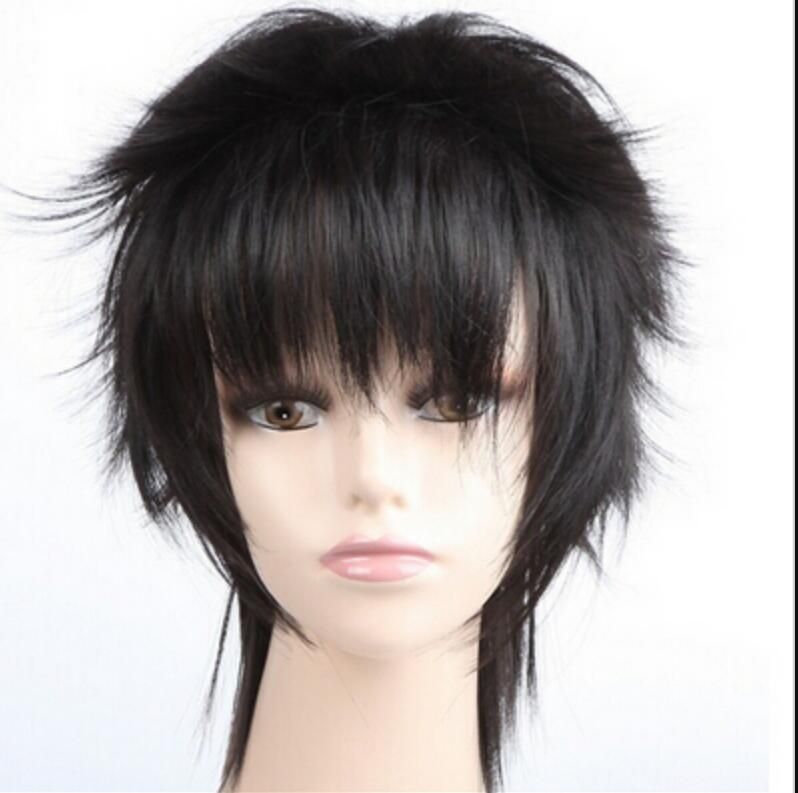 men's short black wig