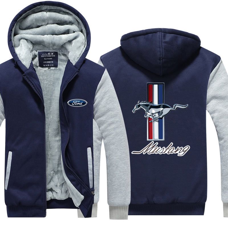 Details about   Warm Thicken Mustang Hoodie Jacket Cosplay Sweater fleece coat Team off road 