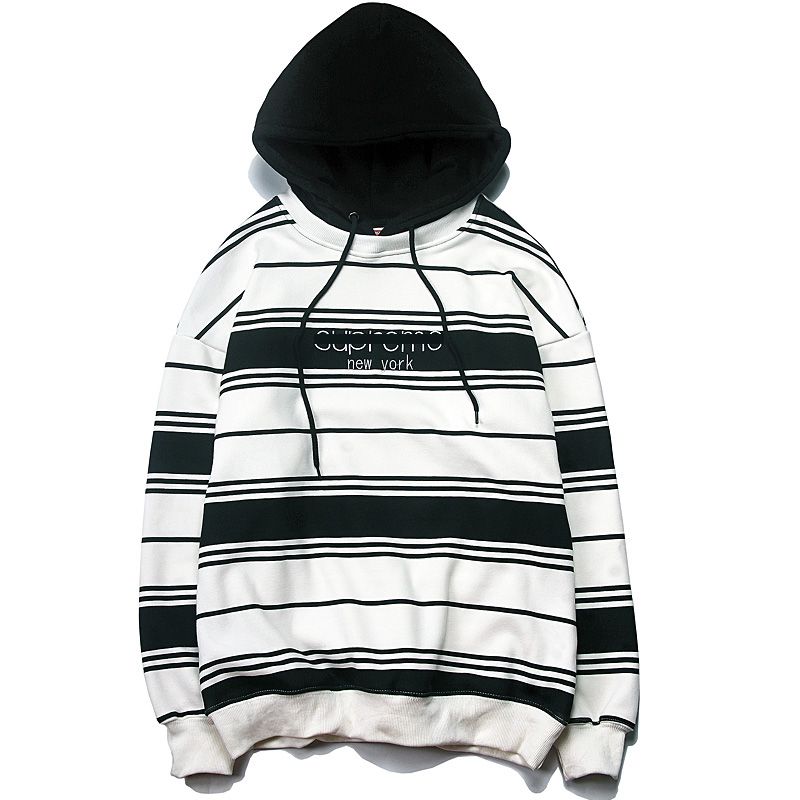 supreme black and white striped hoodie