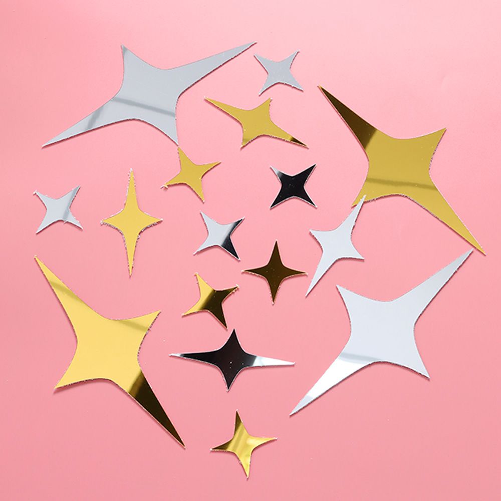 Gold Silver 3d Mirror Surface Wall Stickers New Year Star Living Room Bedroom Ceiling Mirror Wall Sticker Home Decor Wall Sticker Mural Wall Sticker