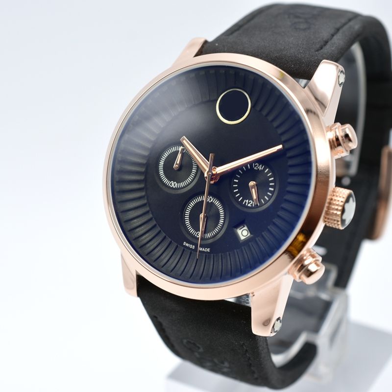 42mm Military Chronograph Leather Quartz Lucien Piccard Watch With