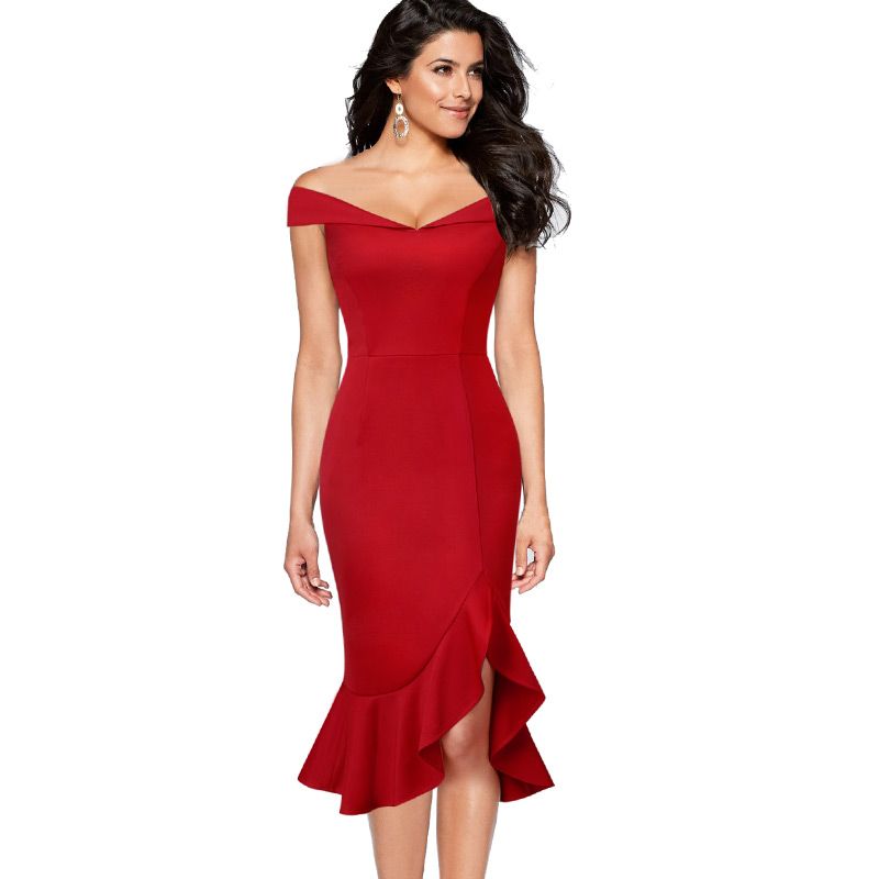 ruffle hem cocktail dress