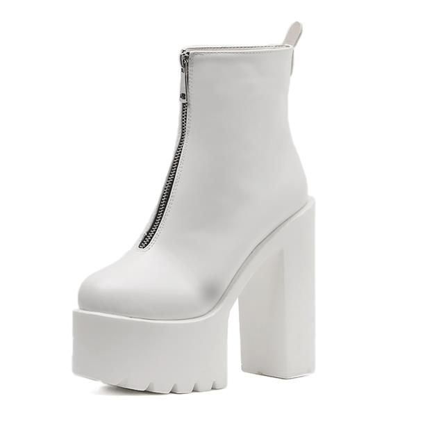 white ankle boots no heel