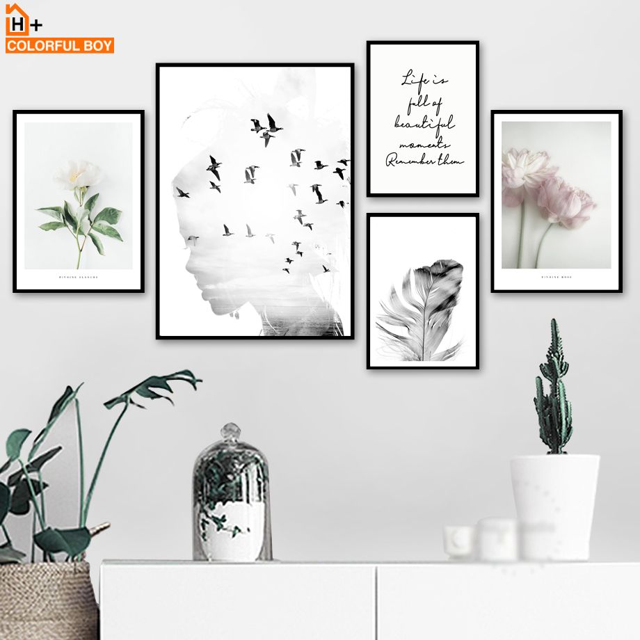2019 Girl Bird Flower Feather Quotes Landscape Wall Art Canvas Painting Nordic Posters And Prints Wall For Living Room Decor From Sophine09 2019 Girl Bird Flower Feather Quotes Landscape Wall Art Canvas Painting Nordic Posters And Prints Wall For Living Room Decor From Sophine09