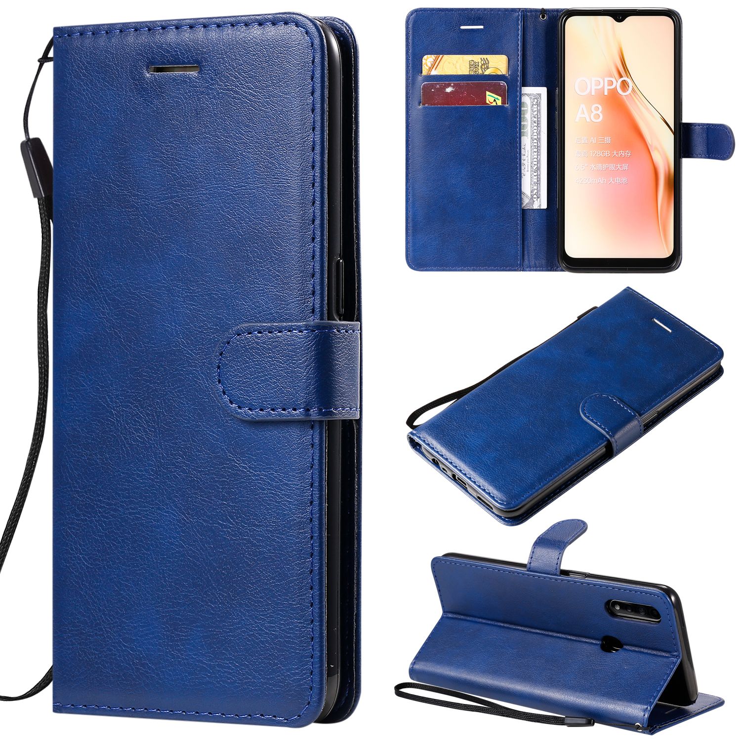 For OPPO F11/F11 Pro Case Flip Cover Wallet Stand Pure Color PU Leather ...