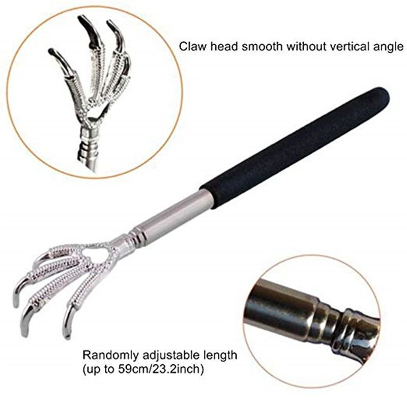 Eagle Claw Back Scratcher Metal Telescopic Extendable in BLACK uk stock