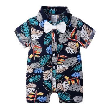 # 5 Leaf Printed Toddler Romper