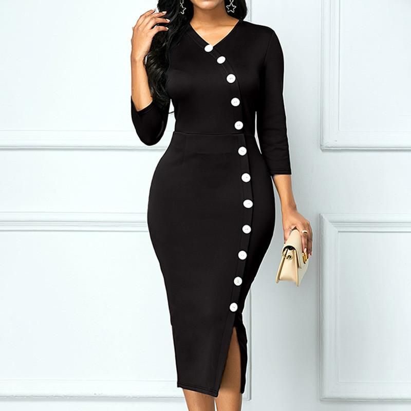 casual black bodycon dress