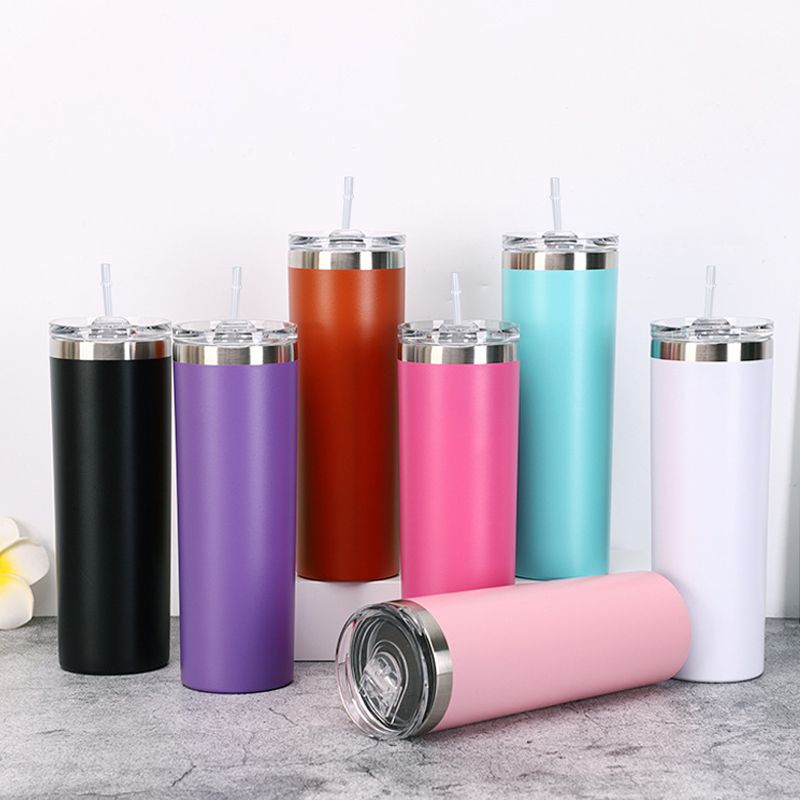 2021 Stainless Steel Cup Skinny Tumbler With Lids Straw Skinny Cup Wine