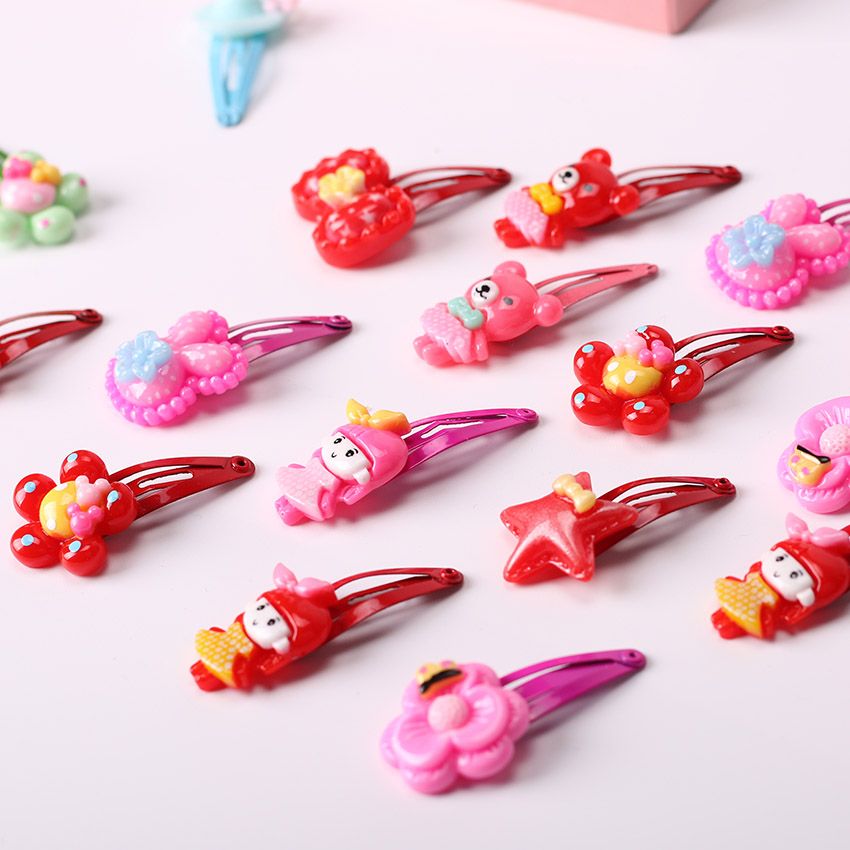 2PCS Mixed Cartoon Design Resin Hair Clip Accessories For Girls Babies 1 Set