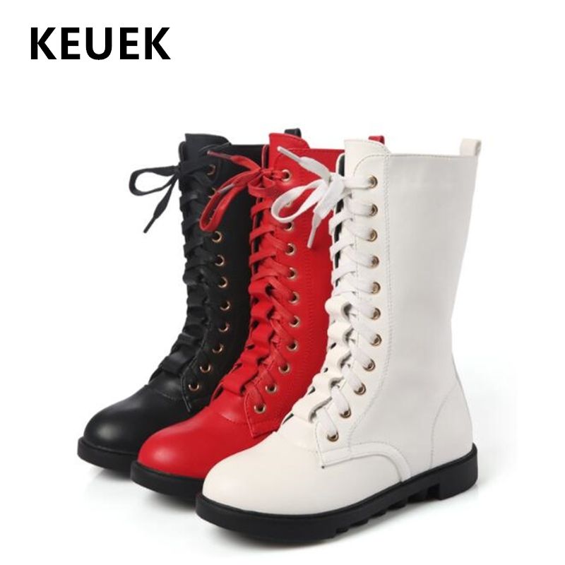 Girls Riding Boots Girls Long Boots Princess Motorcycle Booties Flat Heel Shoes