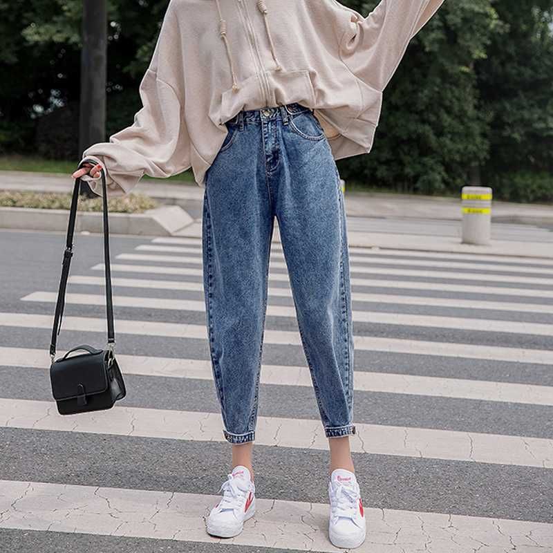 Compra Mujer Ocasional Pantalones Vaqueros De Talle Alto Loose Jeans Ancho  Flaco De Piernas Altura Del Tobillo Rasgado Por Pantalones De Las Mujeres  De La Manera Azul 548F Barato | Entrega Rápida