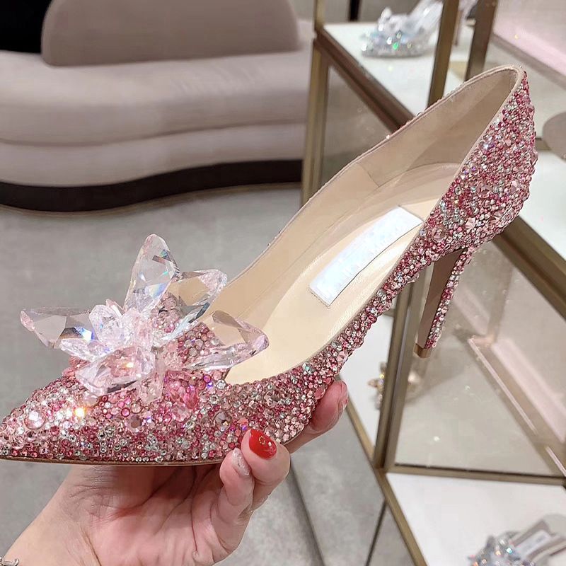 pink crystal shoes