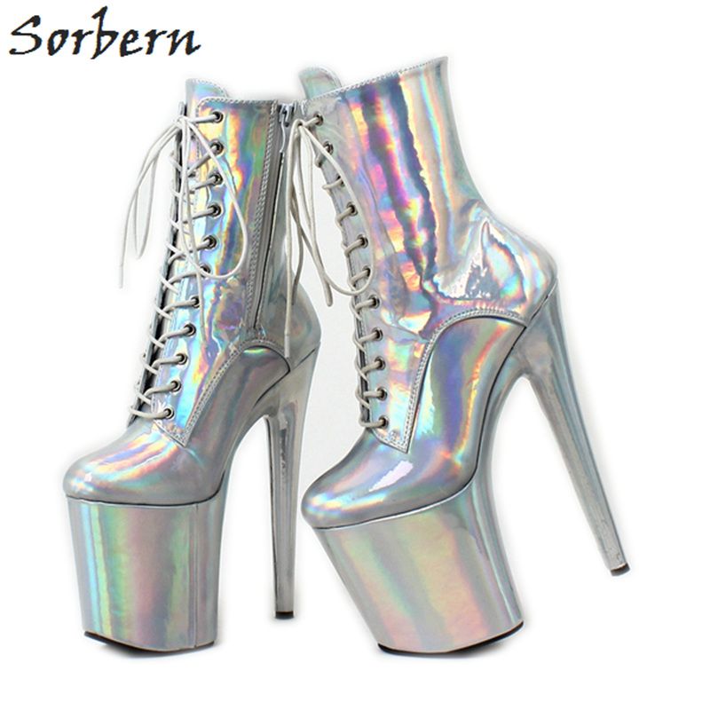 silver holographic boots
