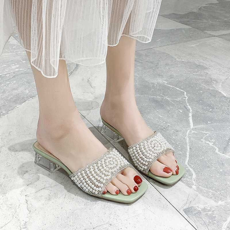 open toe clear heels