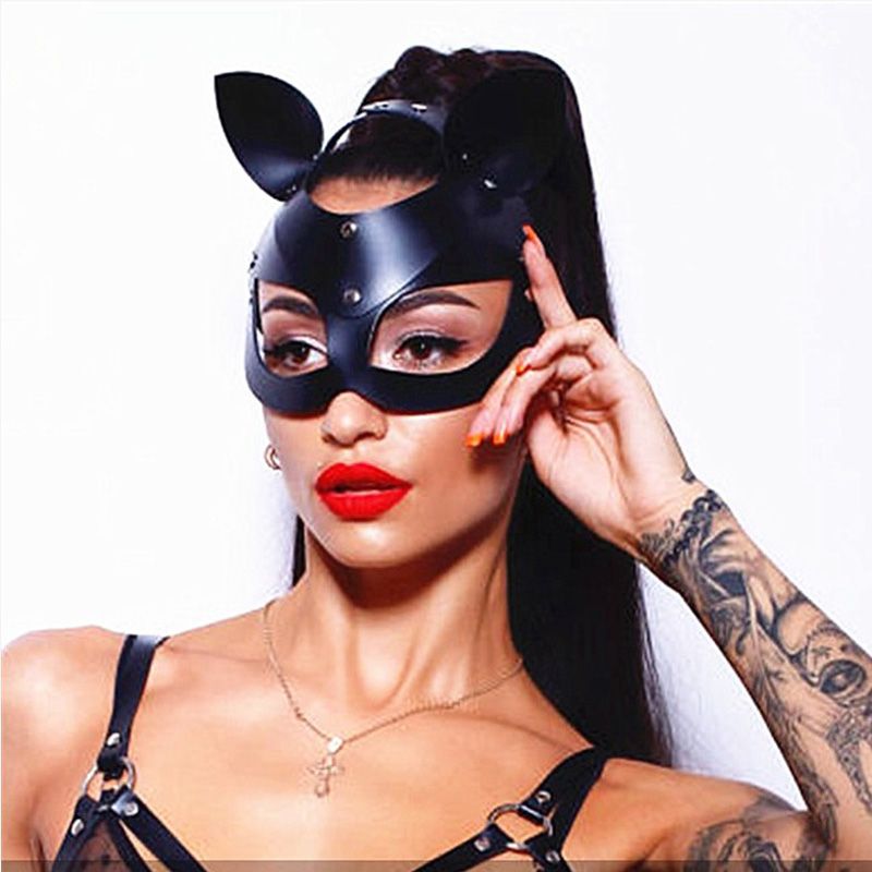 masque yeux halloween Transparent black cat eye mask avec oreilles sur bandeau 