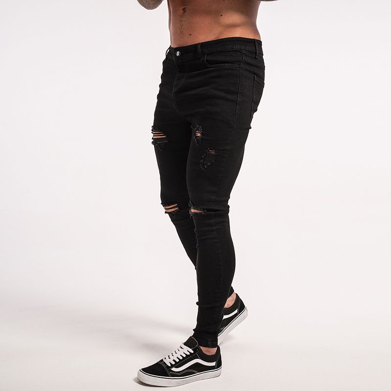 liberal Aburrir documental Super Skinny Jeans Para Los Individuos Masculinos Negros Ajustados Jeans  Para Hombres Grandes Apretado Lápiz Negro Apenada Slim Fit Zm04 De 23,34 €  | DHgate