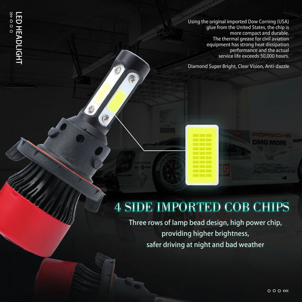 4 sides Combo H13+H11 Combo LED Headlight High Low Beam Fog Light Bulbs 6000K