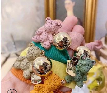Diy Multi Fabrics Hair Rings Cartoon Animals Little Bear Rubber
