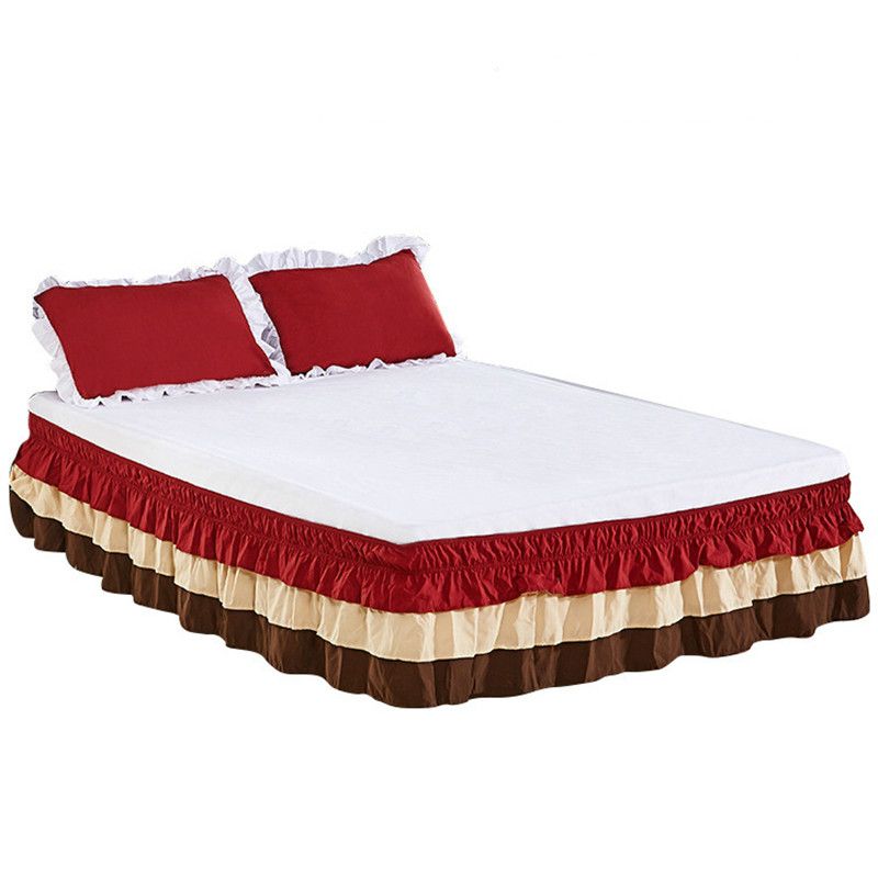 2019 Patchwork Bed Skirt Bed Mattress Cover Home Textile 3 Layer