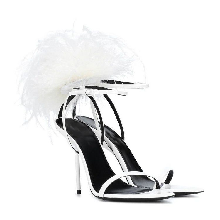 designer feather heels