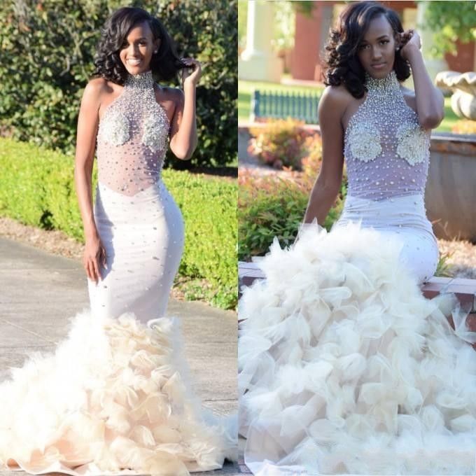white mermaid pageant gown