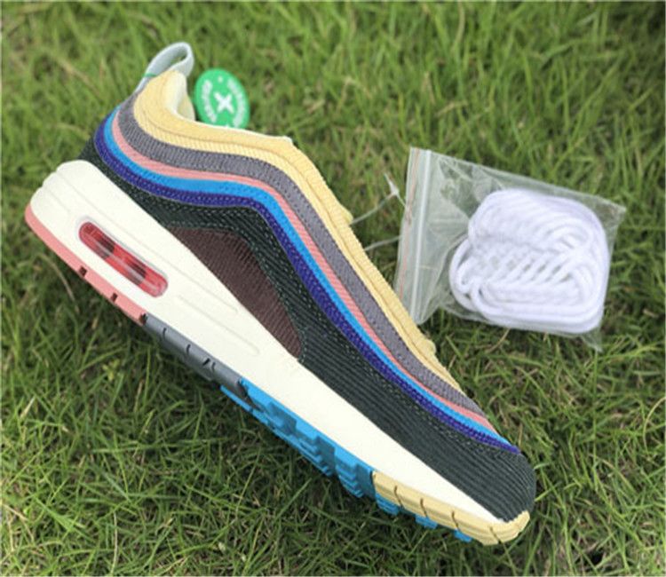 Acheter Pas Cher Nike Air Max Retro 97 Shoes Sean Wotherspoon 97s VF SW  Corduroy Chaussures De Course Chaussures De Luxe Des Femmes De La Mode Des  Hommes Blanc Jaune Sneakers Du