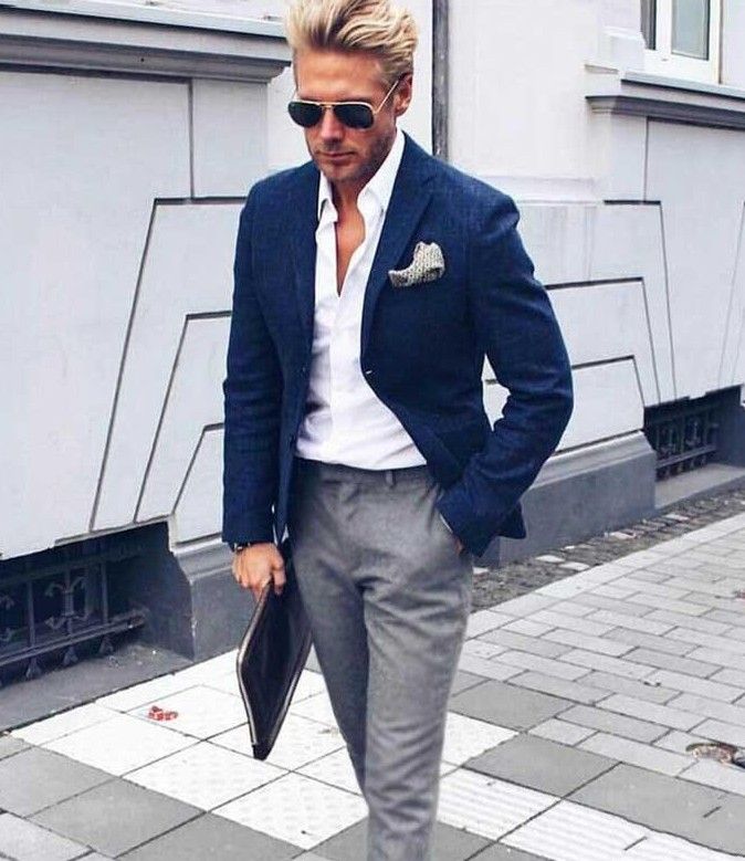 navy blazer grey pants | Allaboutsuit