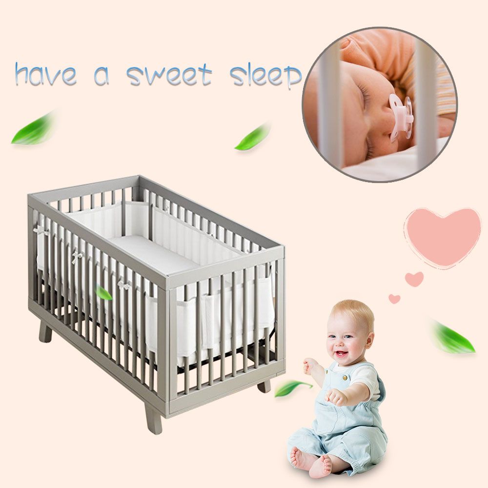 2019 New Breathable Crib Bumper Grey Mesh Crib Bumper For Full