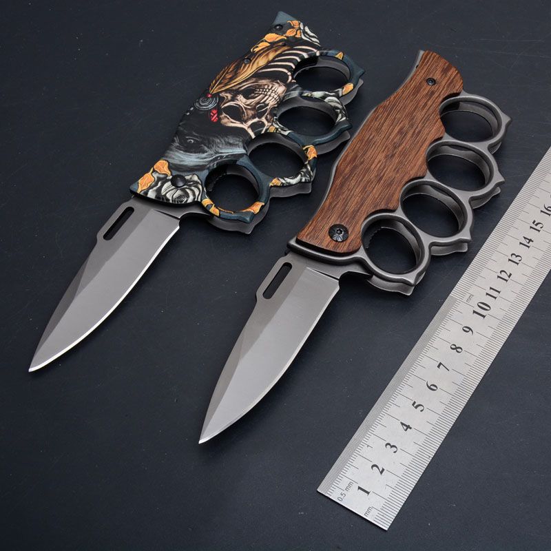 Glove Knuckle Duster Tactical Folding Knife 5CR15MOV Blade 57HRC