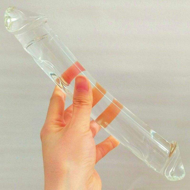 Big Double Dong Pyrex Crystal Penis Realistic Glass Dildos Women Anal Toys Butt Plug G Spot