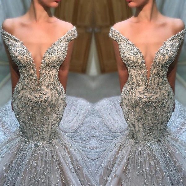 sexy bling wedding dress