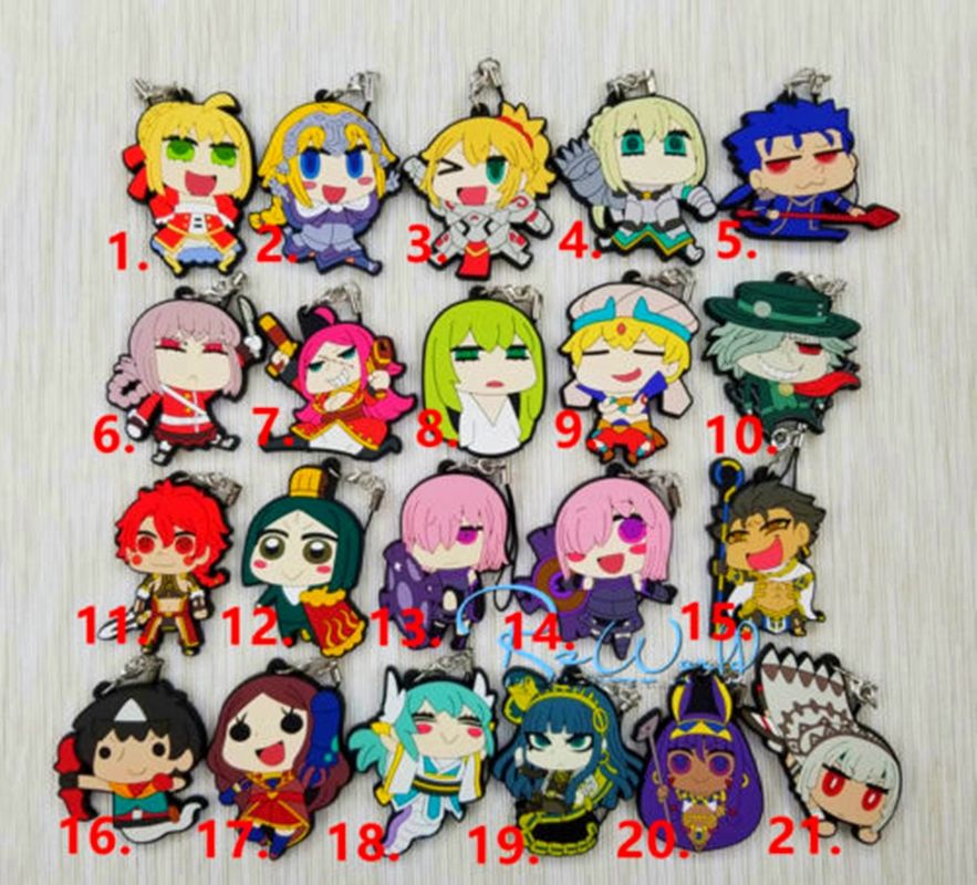 Anime fate grand order rubber Keychain Key Ring Straps Rare