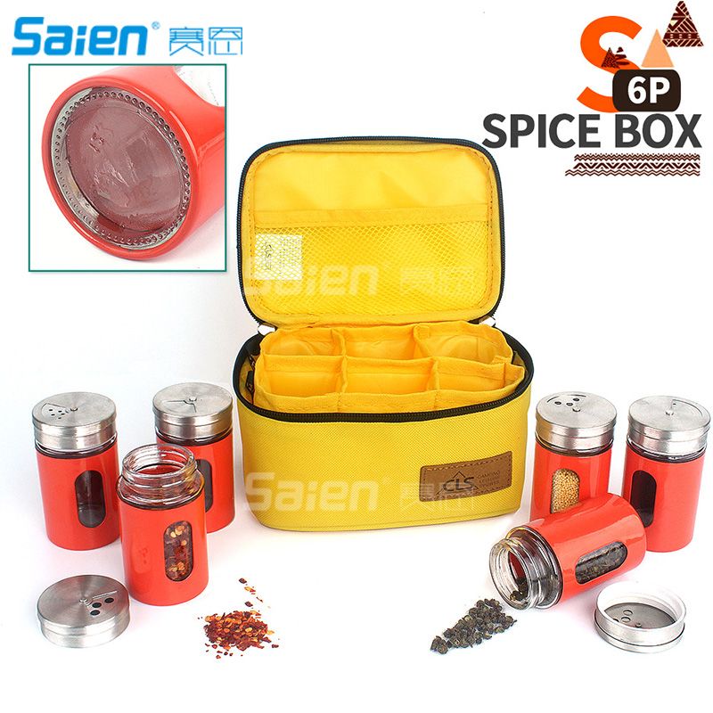 Portable Glass Spice Shaker Seasoning Dispenser Set With Rotating Lids