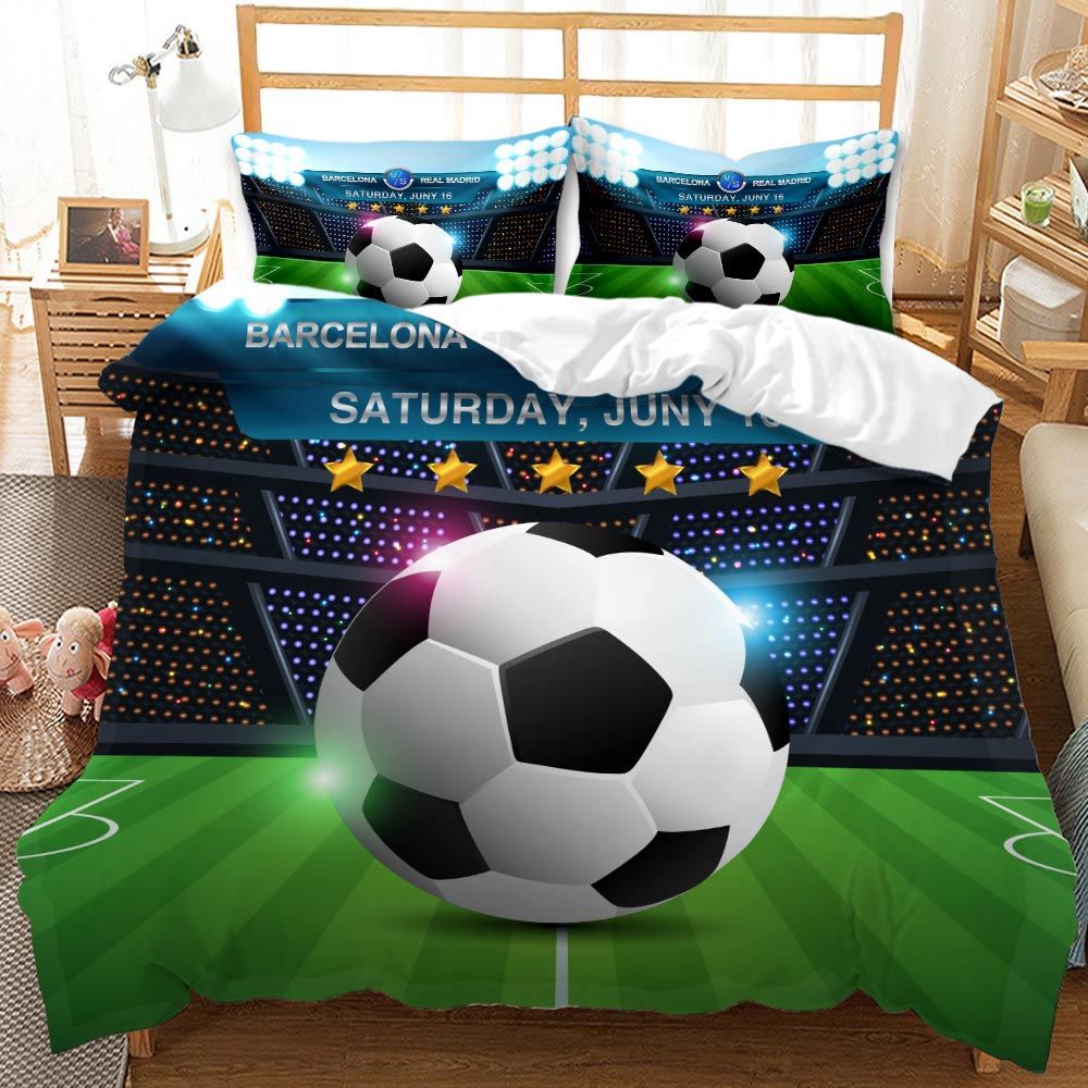 Football Doona Duvet Quilt Cover Set Single/Queen/King Size Bed Pillow Cases New