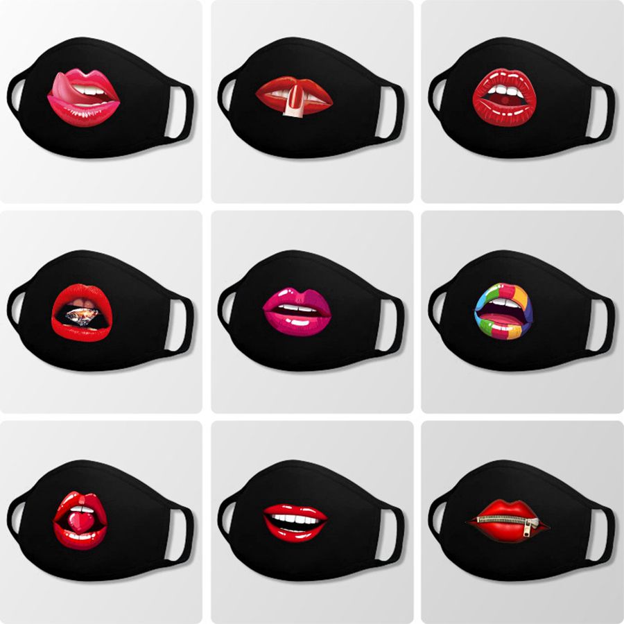 2020 Creative Red Lip Printing Face Mask Adult Anti Dust Reusable