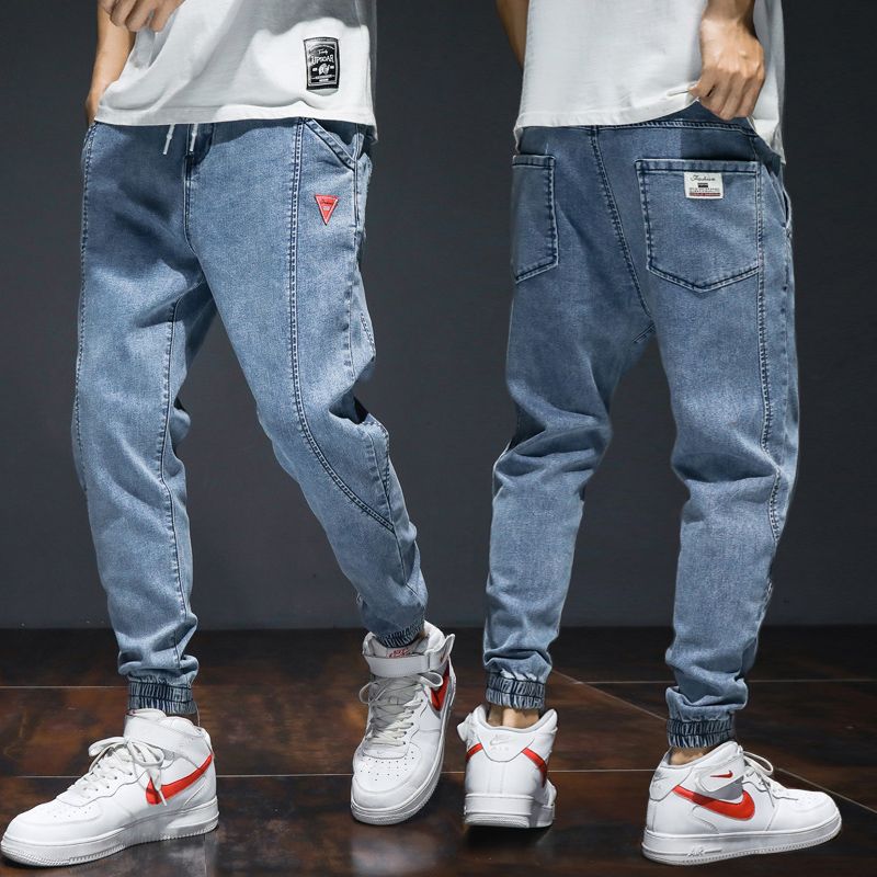 loose fit light blue jeans