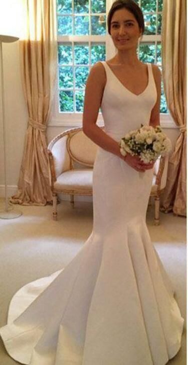 plain satin mermaid wedding dress