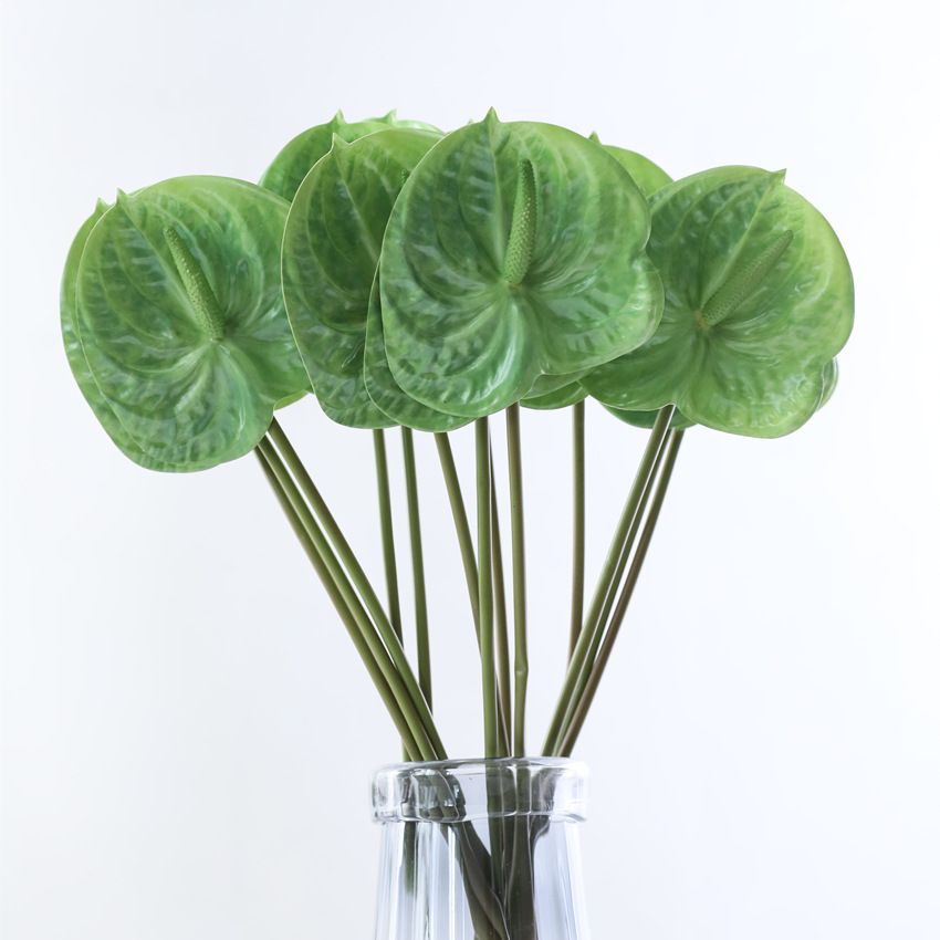 flores verde Anturio arreglo floral rama plantas falsas artificiales de  plástico para la mesa principal artificielle
