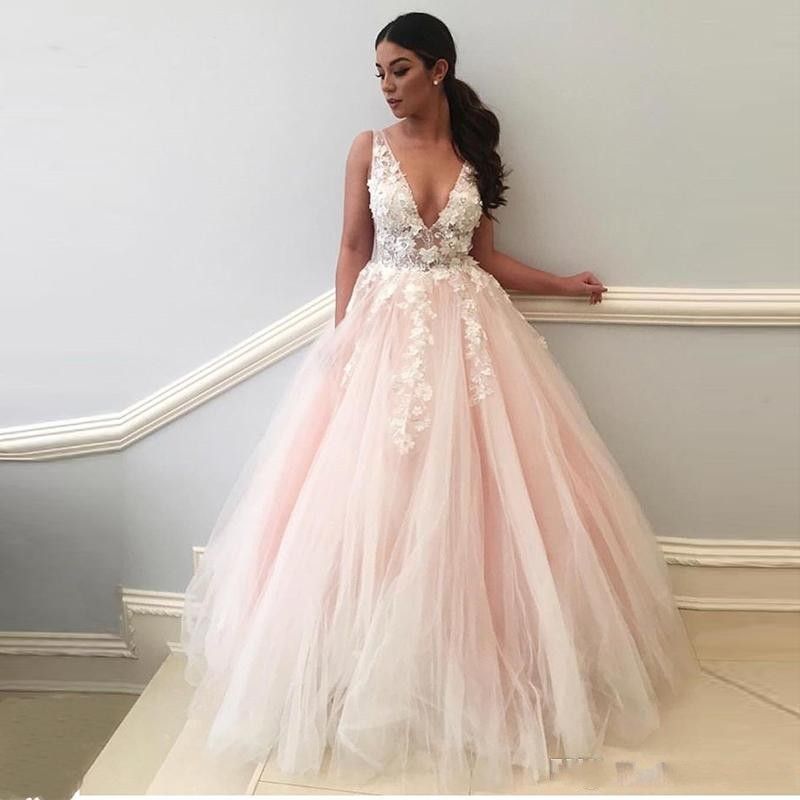 light pink evening gowns