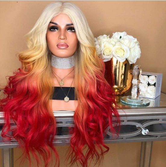 Golden Dyeing Orange Long Curly Hair Fashionable Large Wave