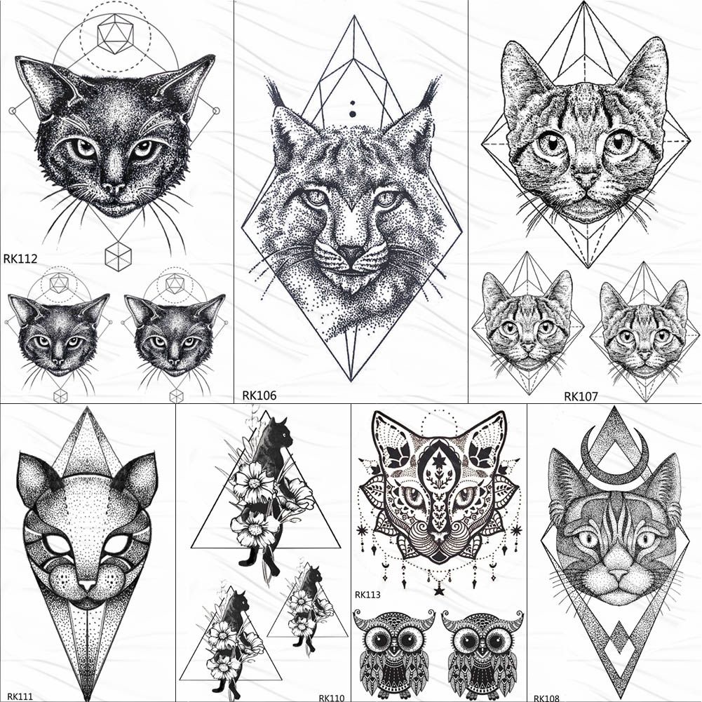 Ommgo Geometric Cat Line Temporary Tattoos Sticker Diamond Black Small Custom Tattoo Diy Body Art Wrist Fake Tatoos Women Men Tattoos Designs Tattoo Sleeve From Ruhui 24 47 Dhgate Com