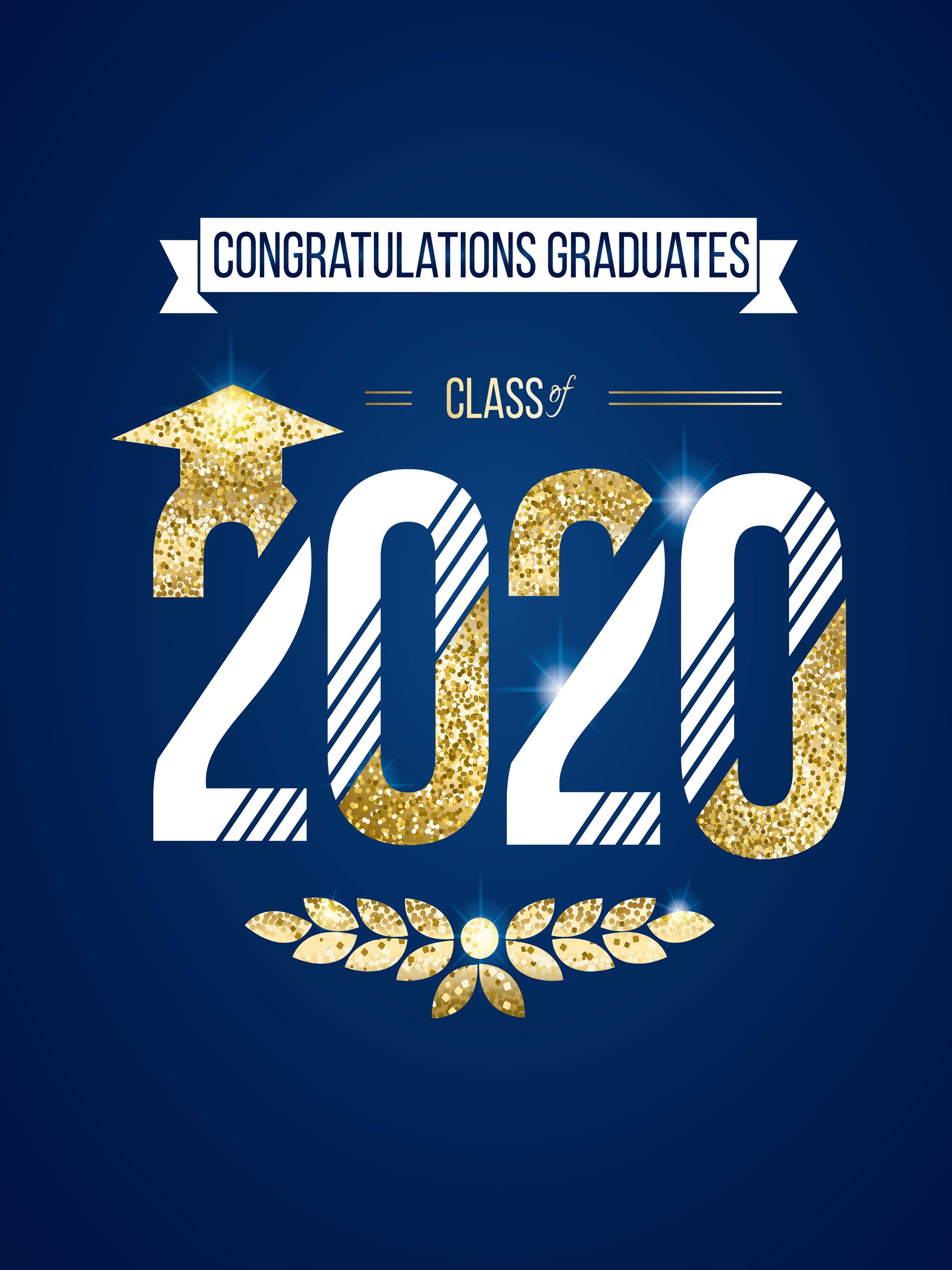 2020 Congratulations Graduates Class Of 2020 Vinyl Photography Backdrops Gold And Blue Photo ...