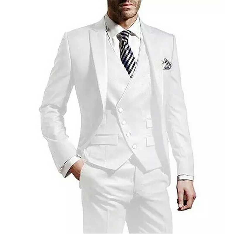 Acheter Costumes De Mariage Noir Et Blanc Pour Les Hommes Marié Costume Smoking Italien Mariage Homme Dhonneur Hommes Blazers Veste 3 Pièces Slim Fit